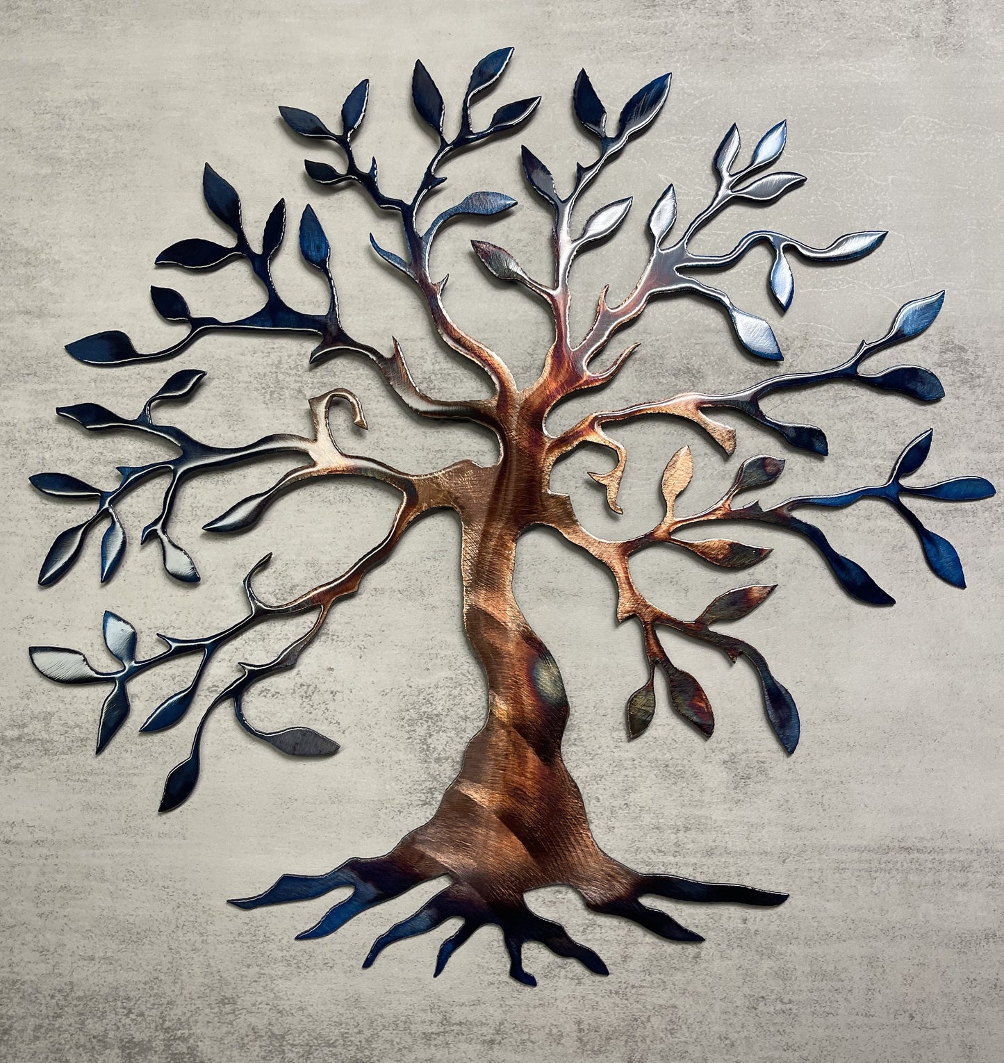 Olive Tree Metal Wall Art Seasons of Color (Blue Tinged)