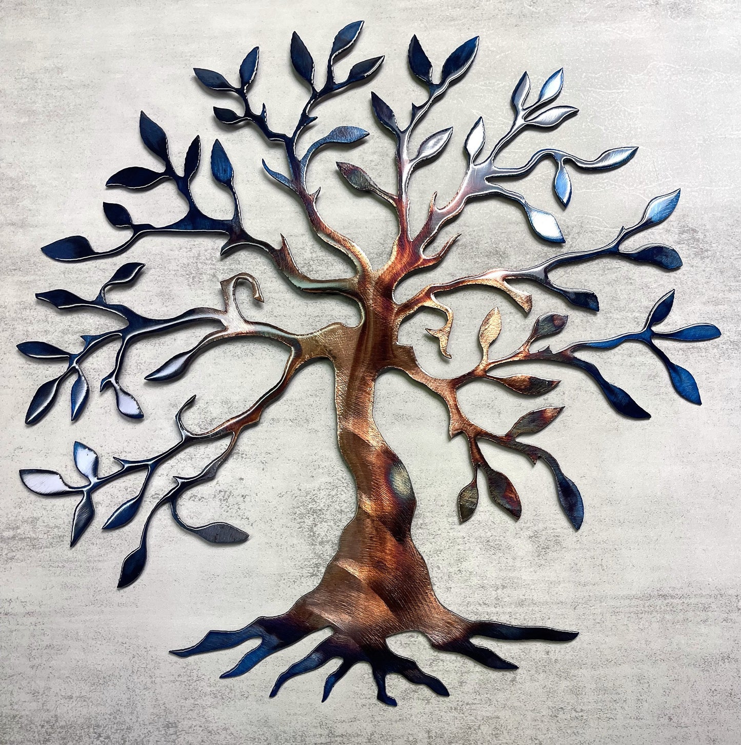 Olive Tree Metal Wall Art Seasons of Color (Blue Tinged)