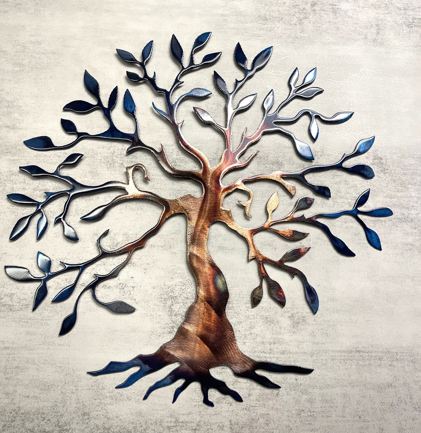 Olive Tree Metal Wall Art Seasons of Color (Blue Tinged)