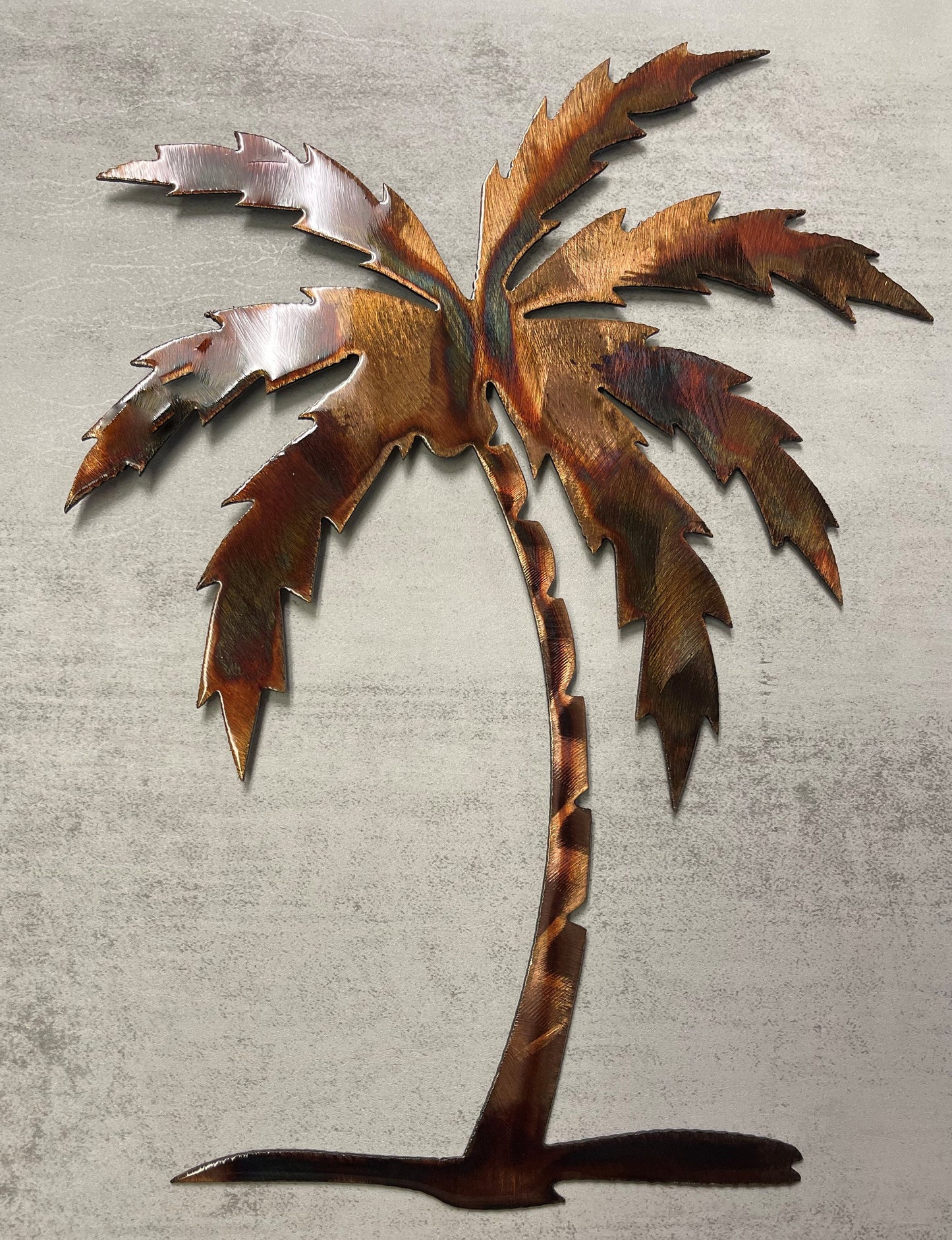 Palm Tree Metal Wall Art 12" to 36" tall, copper and bronzed plated