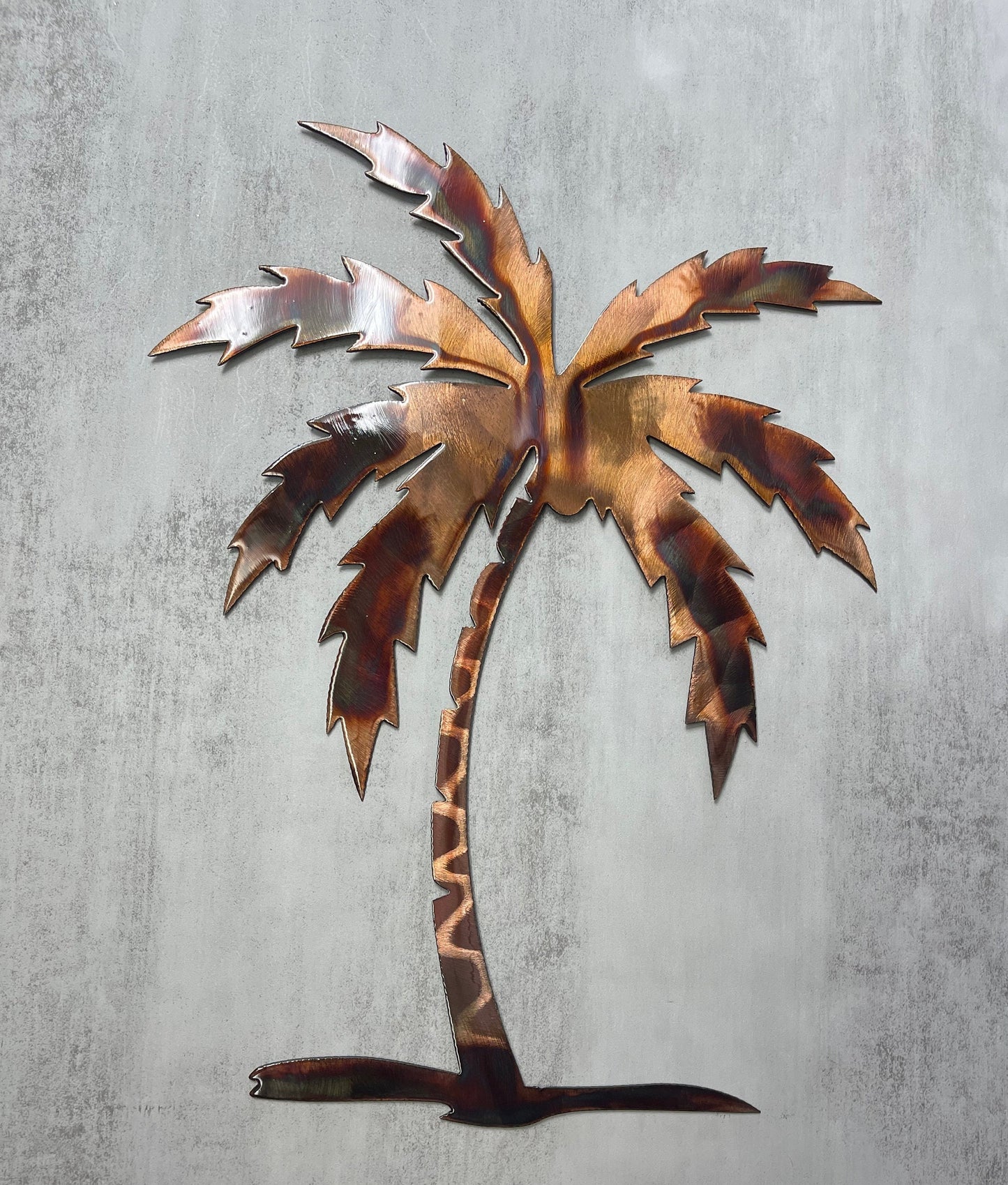 Palm Tree Metal Wall Art 12" to 36" tall, copper and bronzed plated