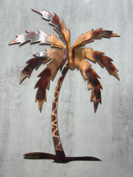 Palm Tree Metal Wall Art 12" to 36" tall, copper and bronzed plated