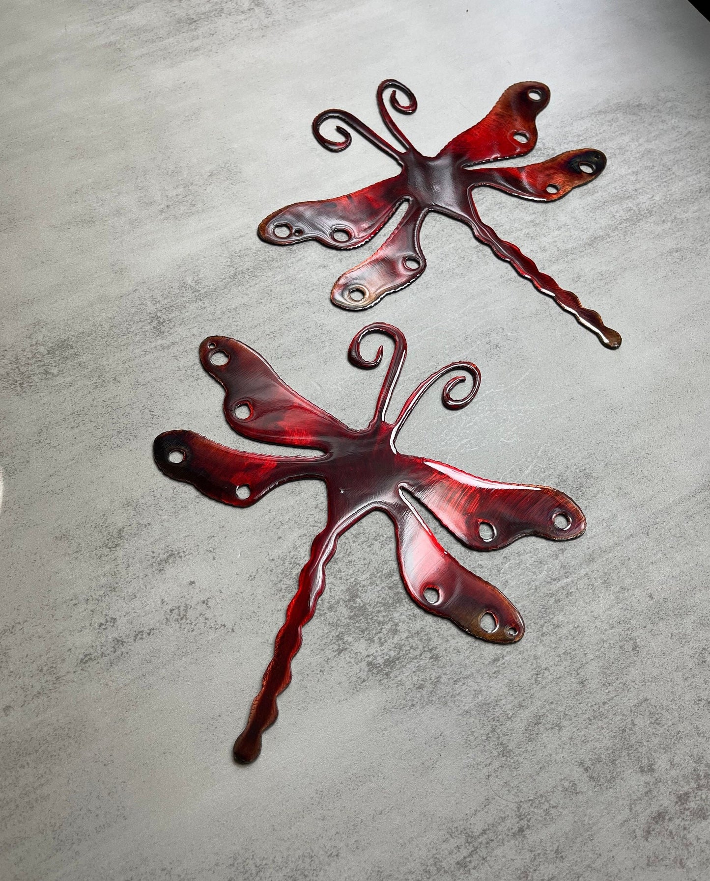 Dragonfly Metal Wall Art Decor in Our Royal Red Finish 7" x 6 3/4" Each