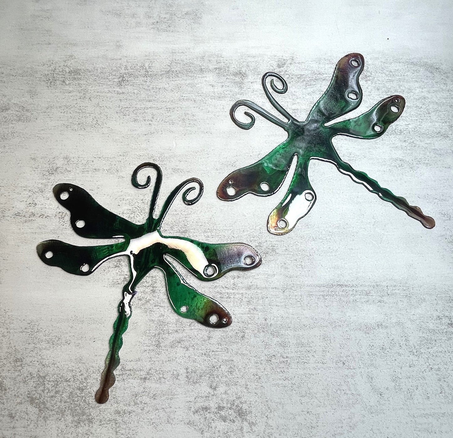 Dragonfly Metal Wall Art Decor in Our Royal Green Finish 7" x 6 3/4" Each