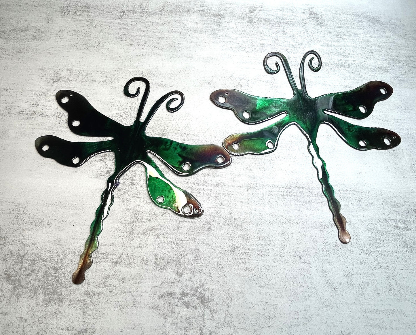 Dragonfly Metal Wall Art Decor in Our Royal Green Finish 7" x 6 3/4" Each