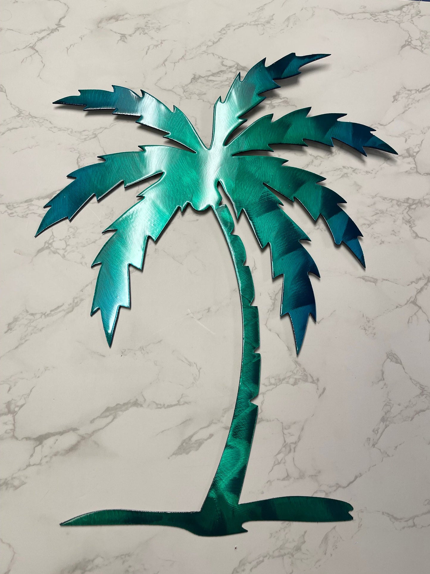 Palm Tree Metal Wall Art 12" to 36" tall, all teal