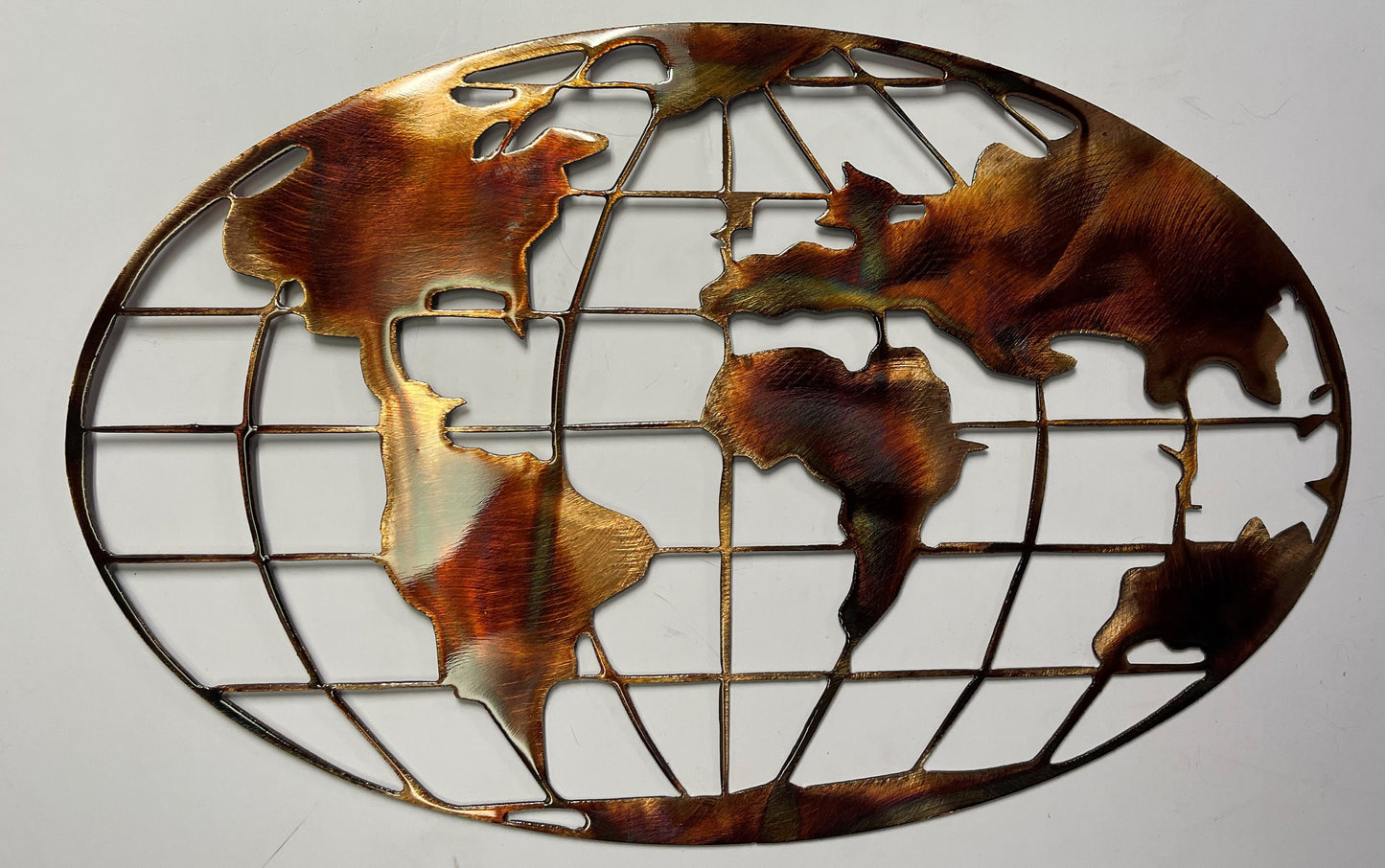 World Map - Metal Wall Art - Copper  choose sizes 15" to 40" wide