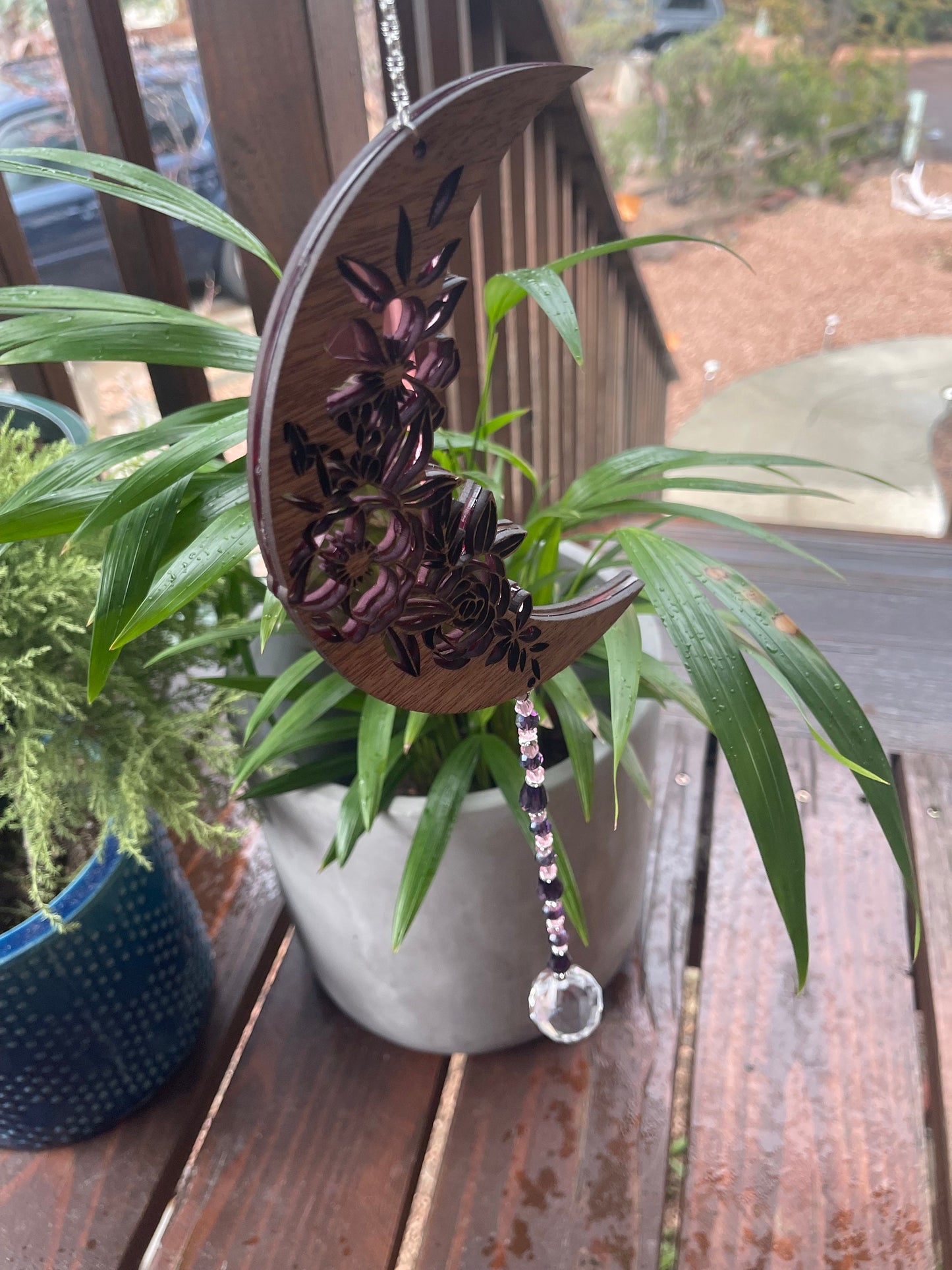 Floral Moon Suncatcher Rose