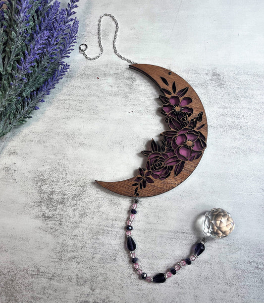 Floral Moon Suncatcher Rose