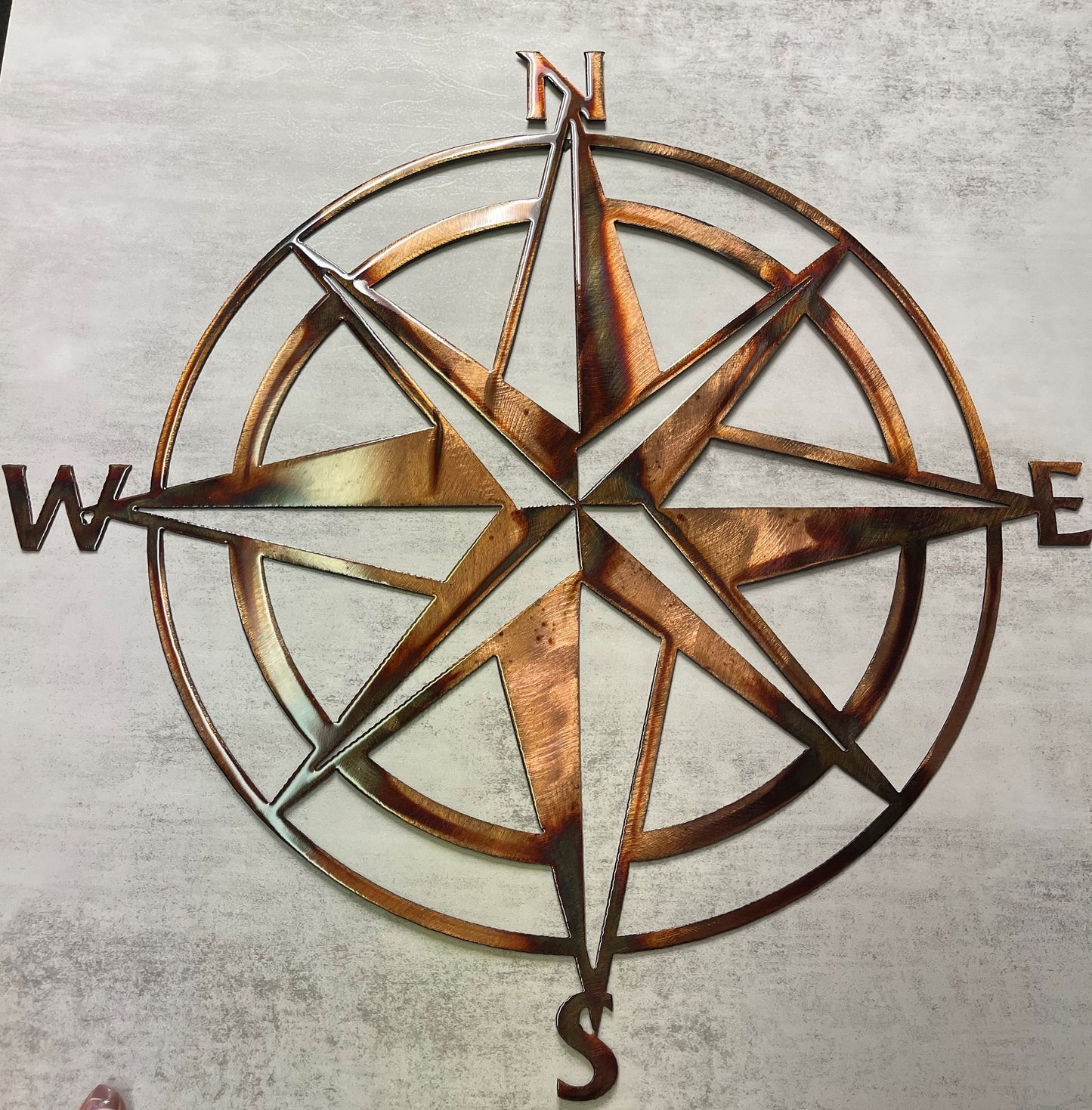 Nautical Compass Rose - Metal Wall Art - Copper/Bronzed Plated Available in sizes 13" to 40"