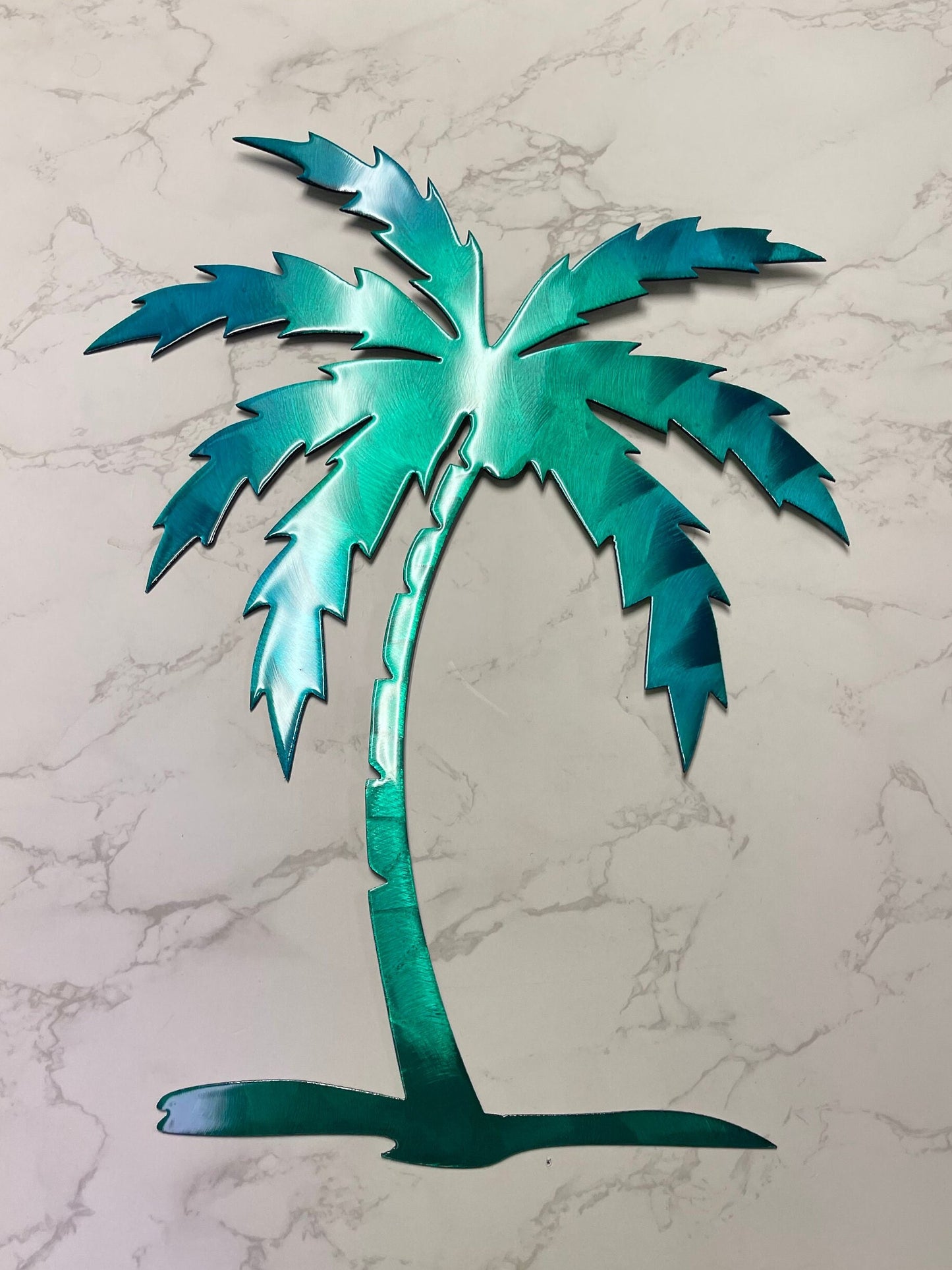 Palm Tree Metal Wall Art 12" to 36" tall, all teal