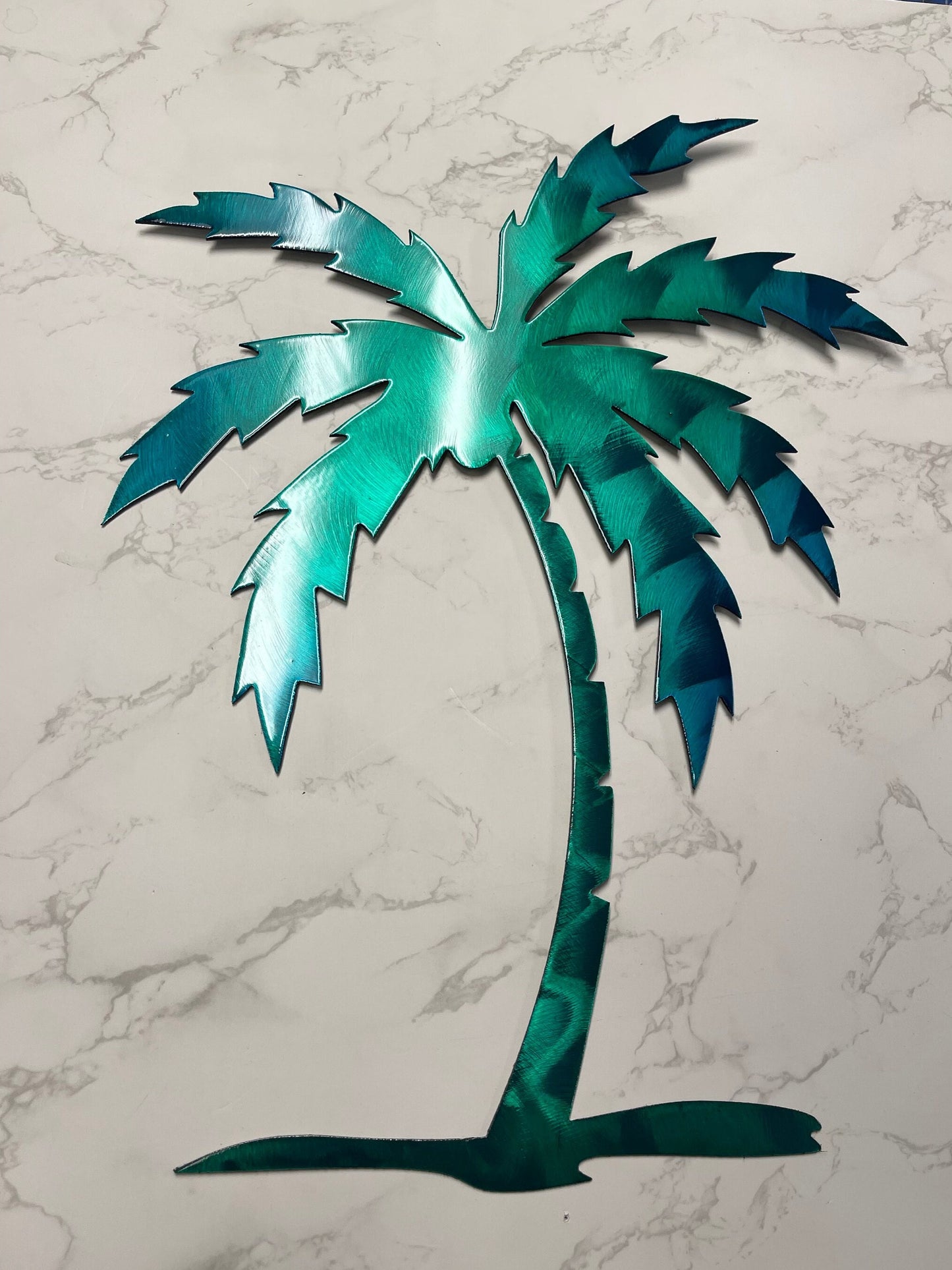 Palm Tree Metal Wall Art 12" to 36" tall, all teal