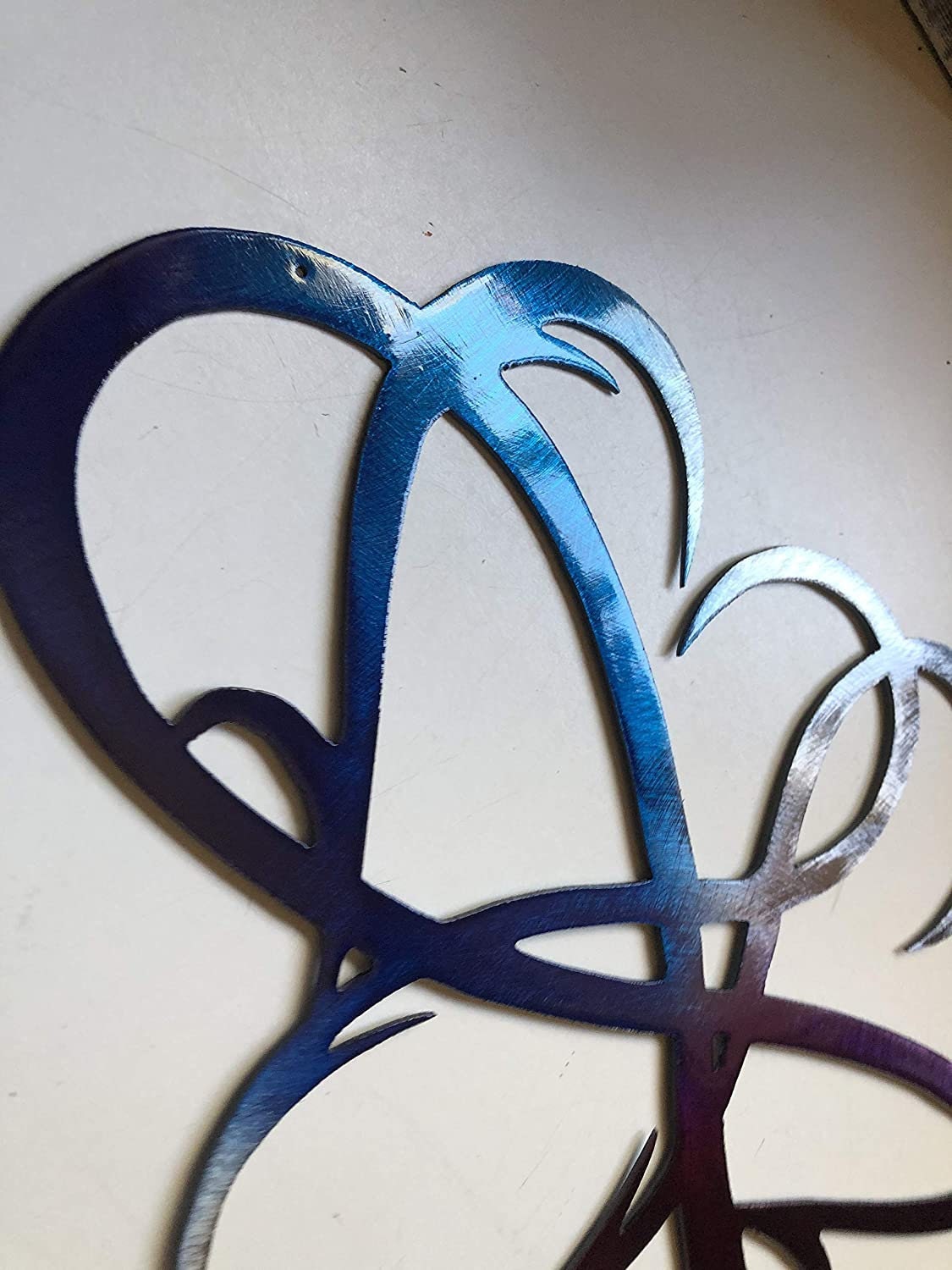 Dual Infinity Hearts - Purple & Blue Metal Wall Art Accent Two Hearts Become One