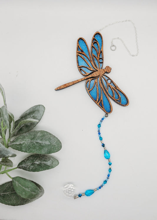 Dragonfly Suncatcher Blue Glitter