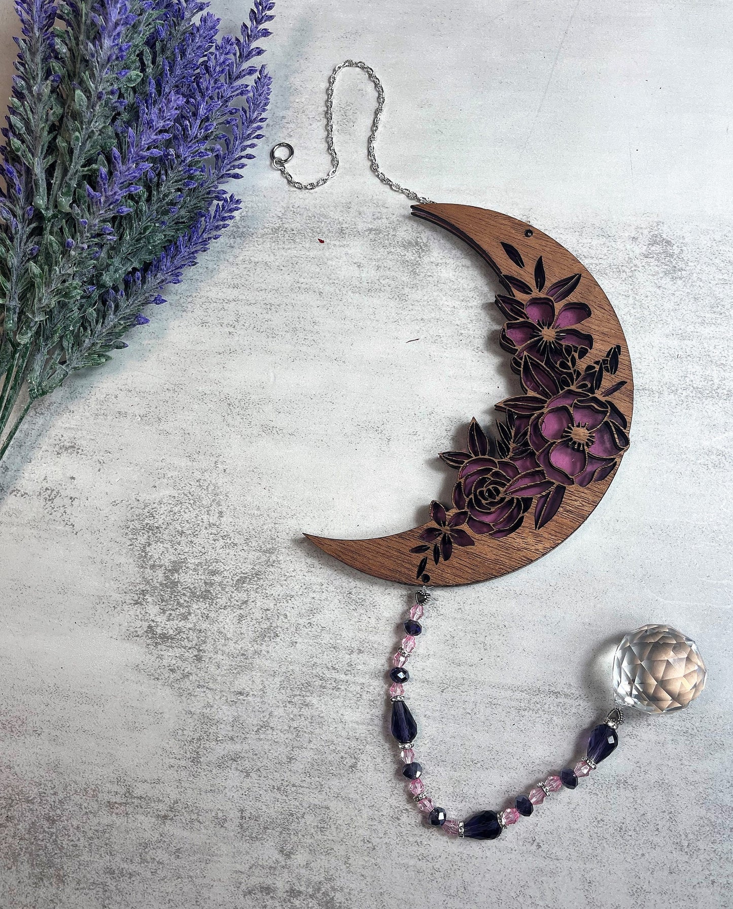 Floral Moon Suncatcher Rose