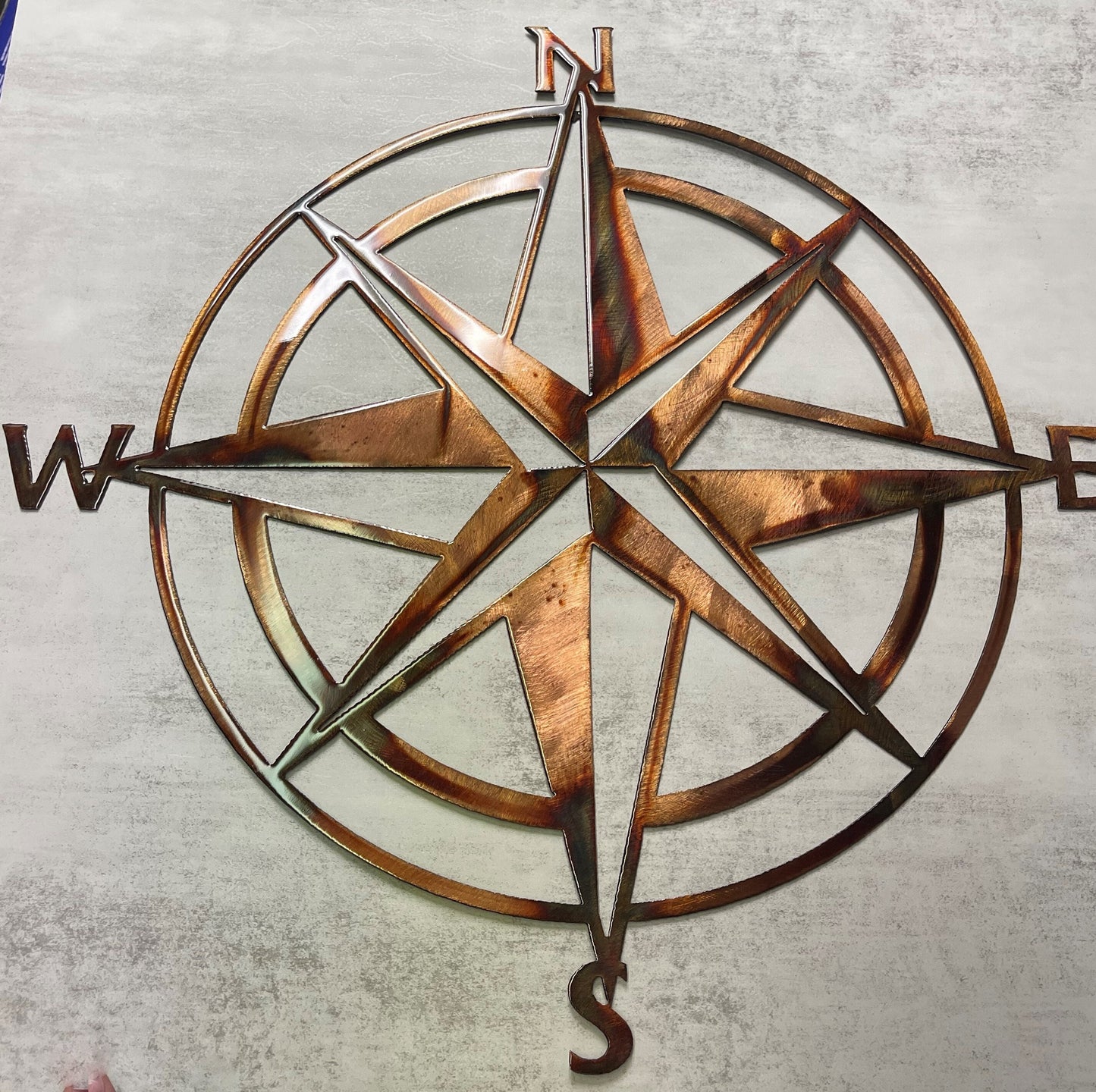 Nautical Compass Rose - Metal Wall Art - Copper/Bronzed Plated Available in sizes 13" to 40"