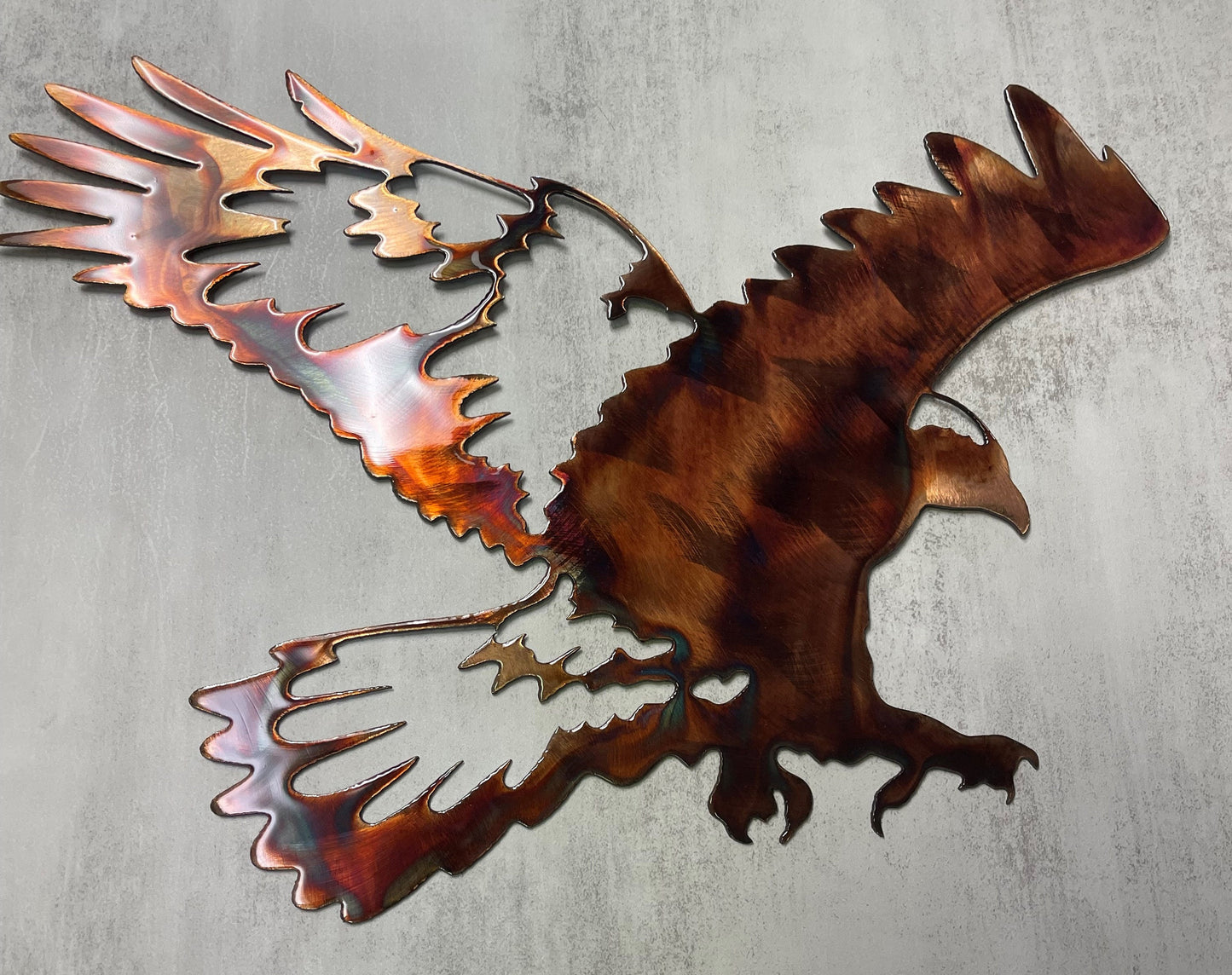 Landing Hawk - Metal Wall Art - Copper 14" x 16"