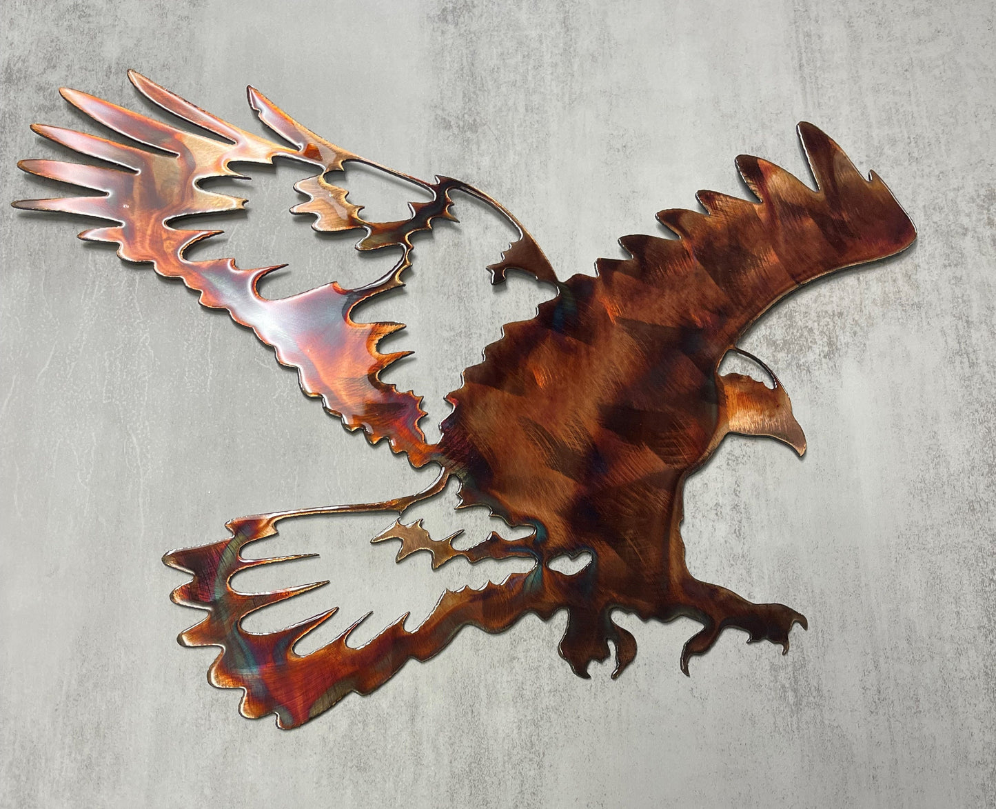 Landing Hawk - Metal Wall Art - Copper 14" x 16"