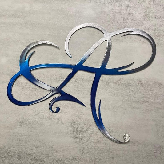 Infinity Heart Blue Tainted Metal Wall Art -Always & Forever Infinity