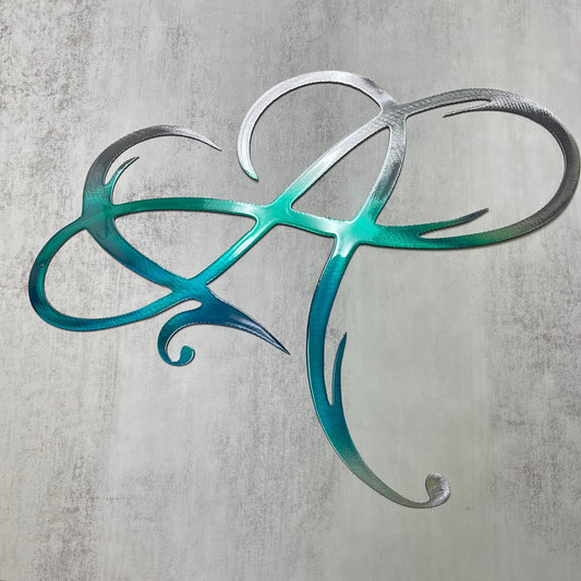 Infinity Heart Teal Tainted Metal Wall Art -Always & Forever Infinity