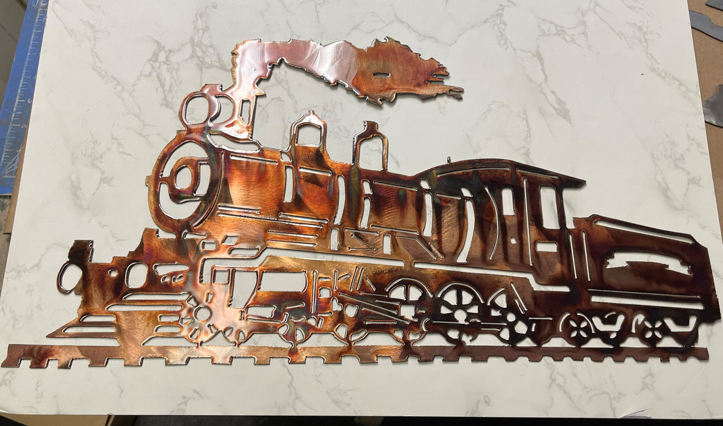 Ride the Rails in Style: Handcrafted Metal Art Steam Engine Train for Your Home or Office Decor