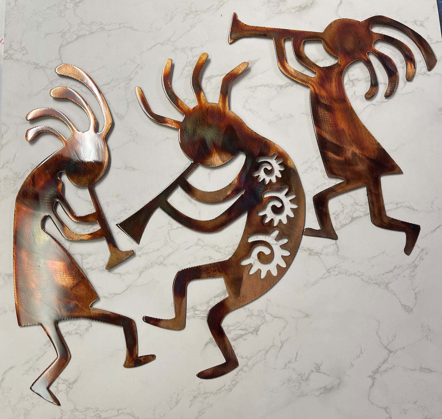 Kokopelli Metal Wall Art Trio