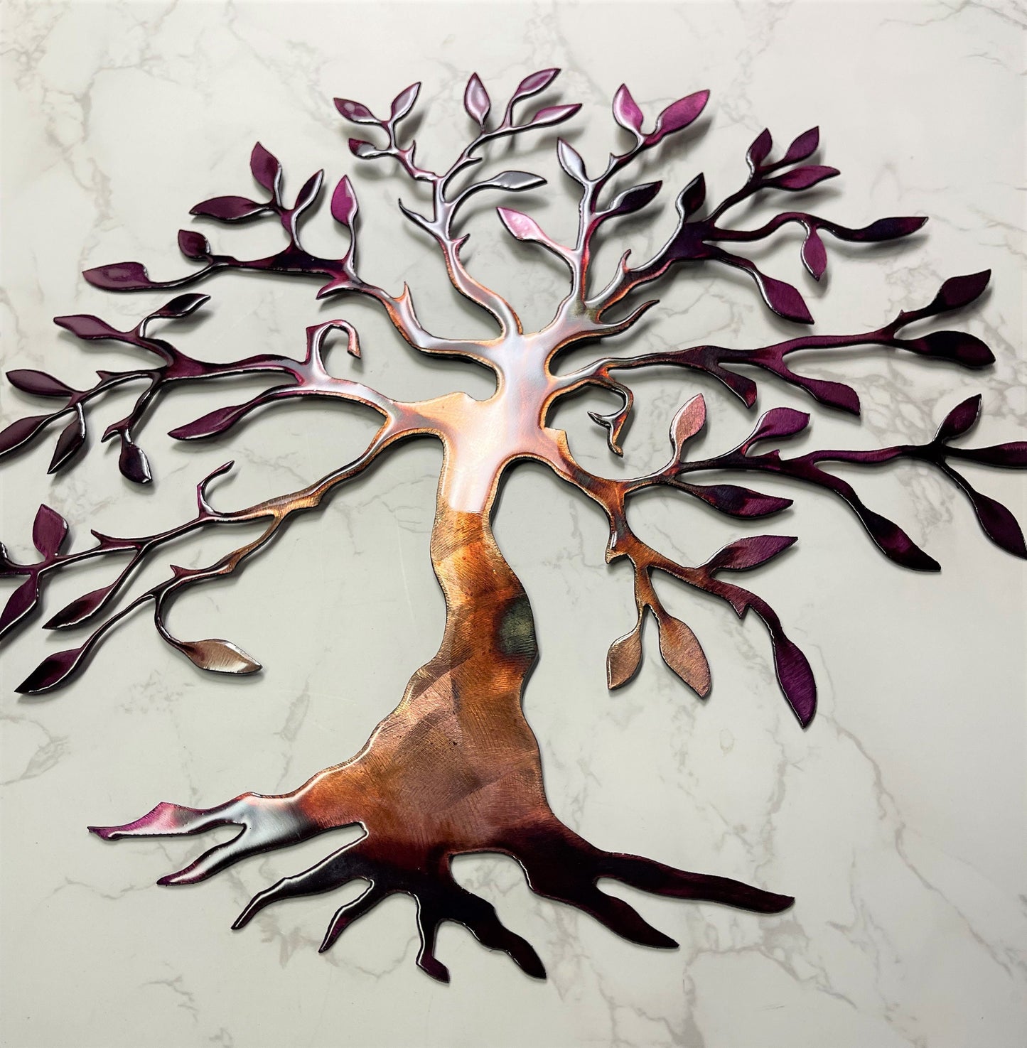 Olive Tree Metal Wall Art Seasons of Color (Purple Tinged)