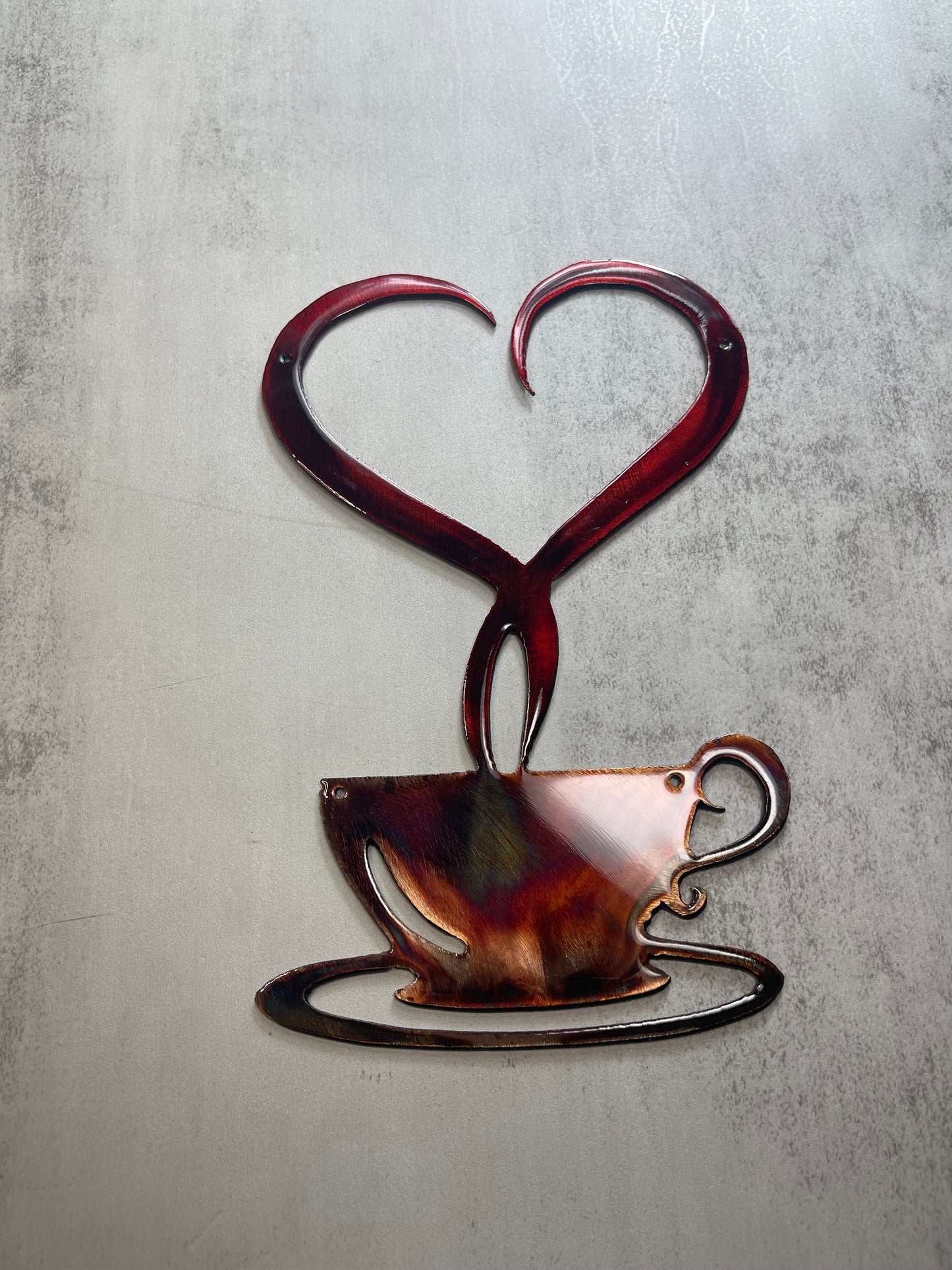 Steamed with Love Coffee Cup Copper and Bronzed Red 9 3/4" x 6 1/2"