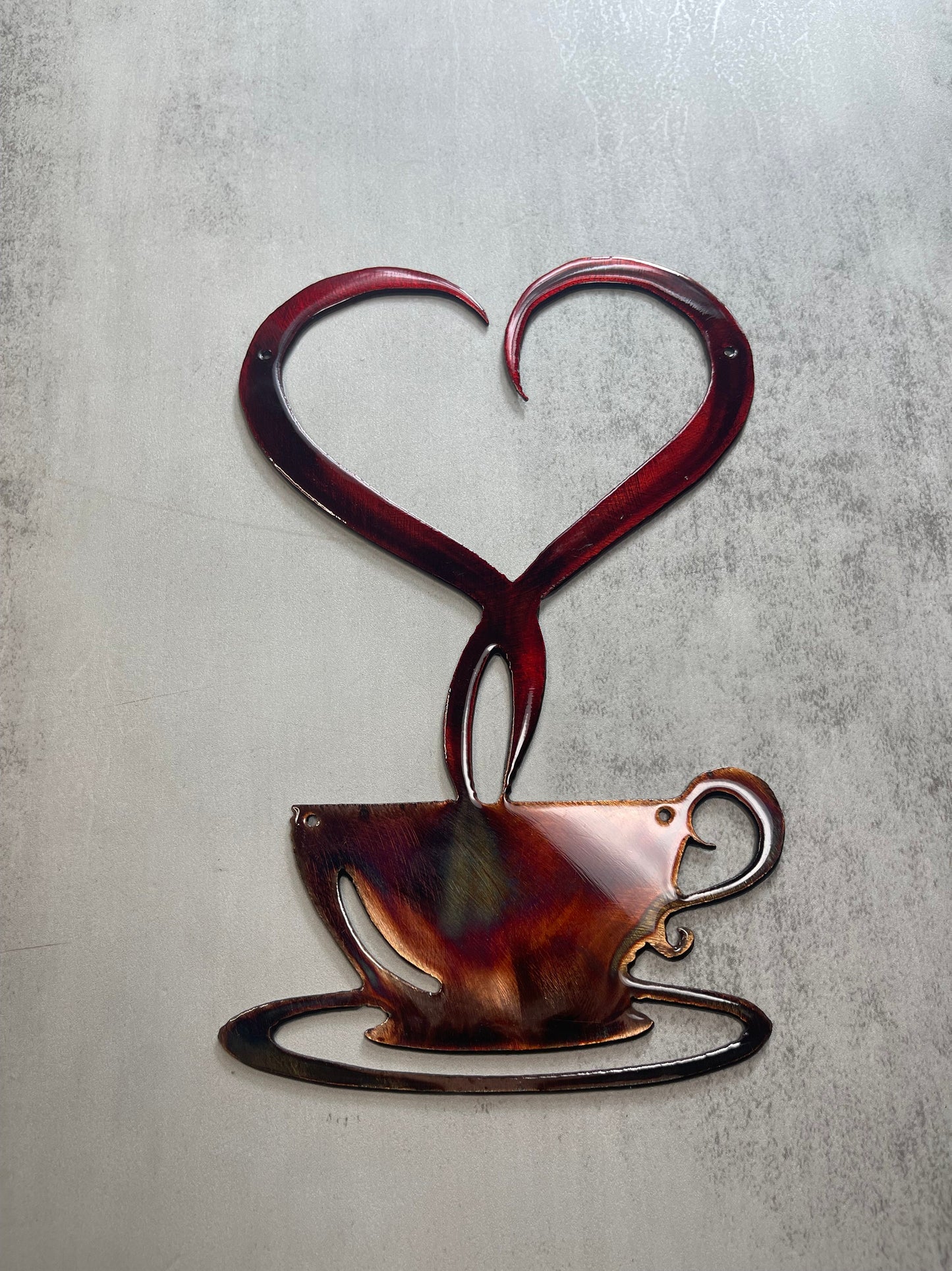 Steamed with Love Coffee Cup Copper and Bronzed Red 9 3/4" x 6 1/2"