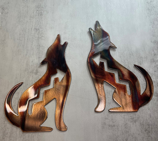 Arizona Howling Coyote Wall Art Mirrored Pair