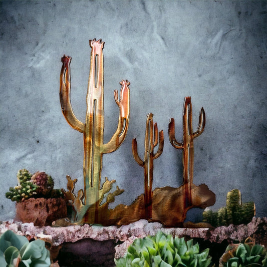 Arizona Cactus Trio Metal Wall Art