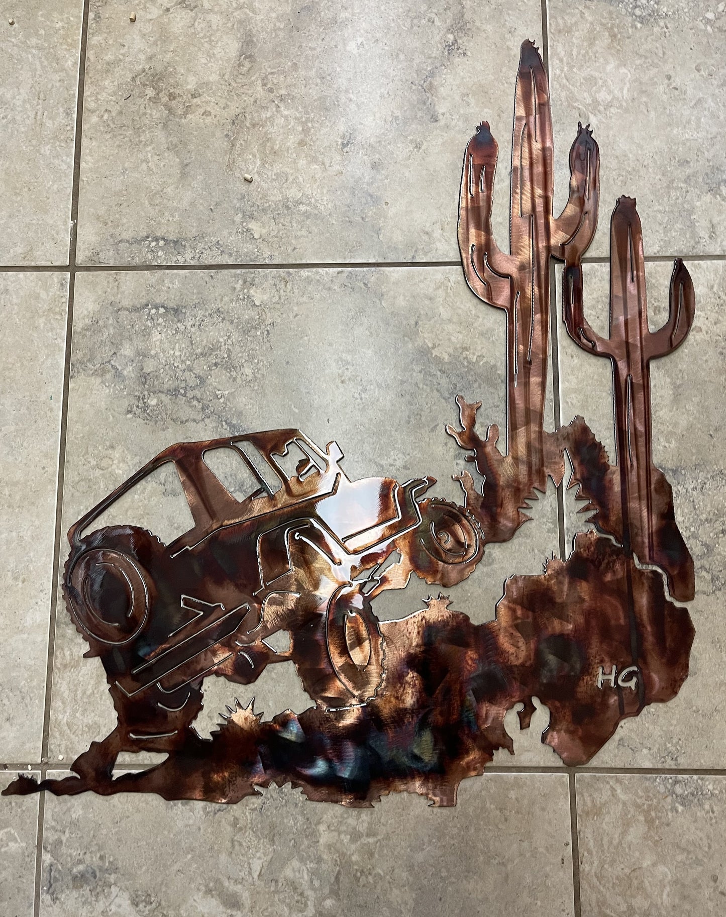 Four Wheeling Arizona Wall Metal Art - Copper - 31" x 26"