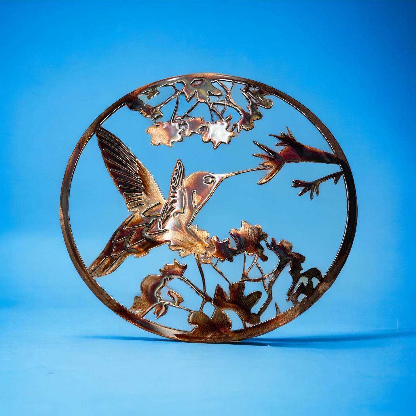 Hummingbird Circle - Copper/Bronzed Heat Treated Metal Wall Art