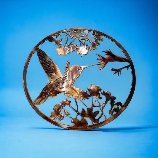 Hummingbird Circle - Copper/Bronzed Heat Treated Metal Wall Art