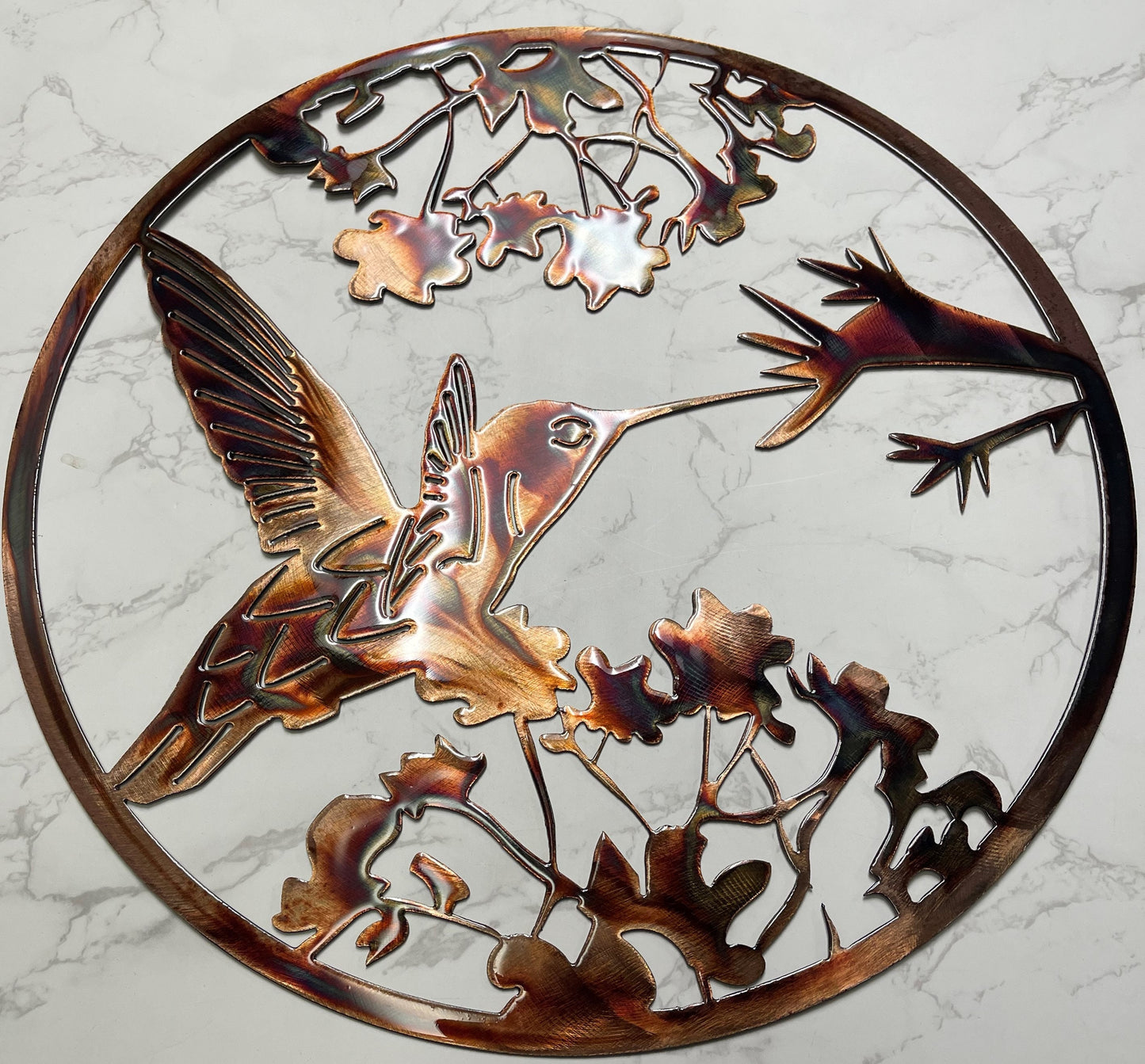 Hummingbird Circle - Copper/Bronzed Heat Treated Metal Wall Art