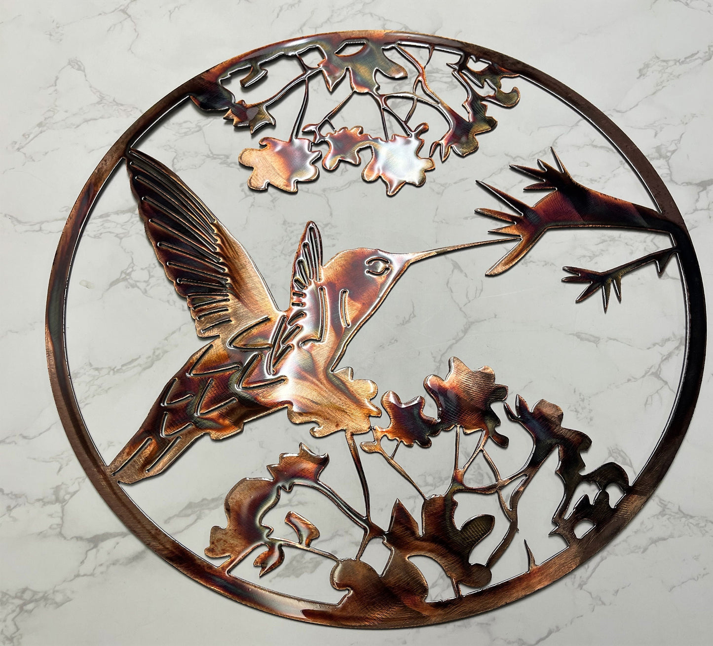 Hummingbird Circle - Copper/Bronzed Heat Treated Metal Wall Art