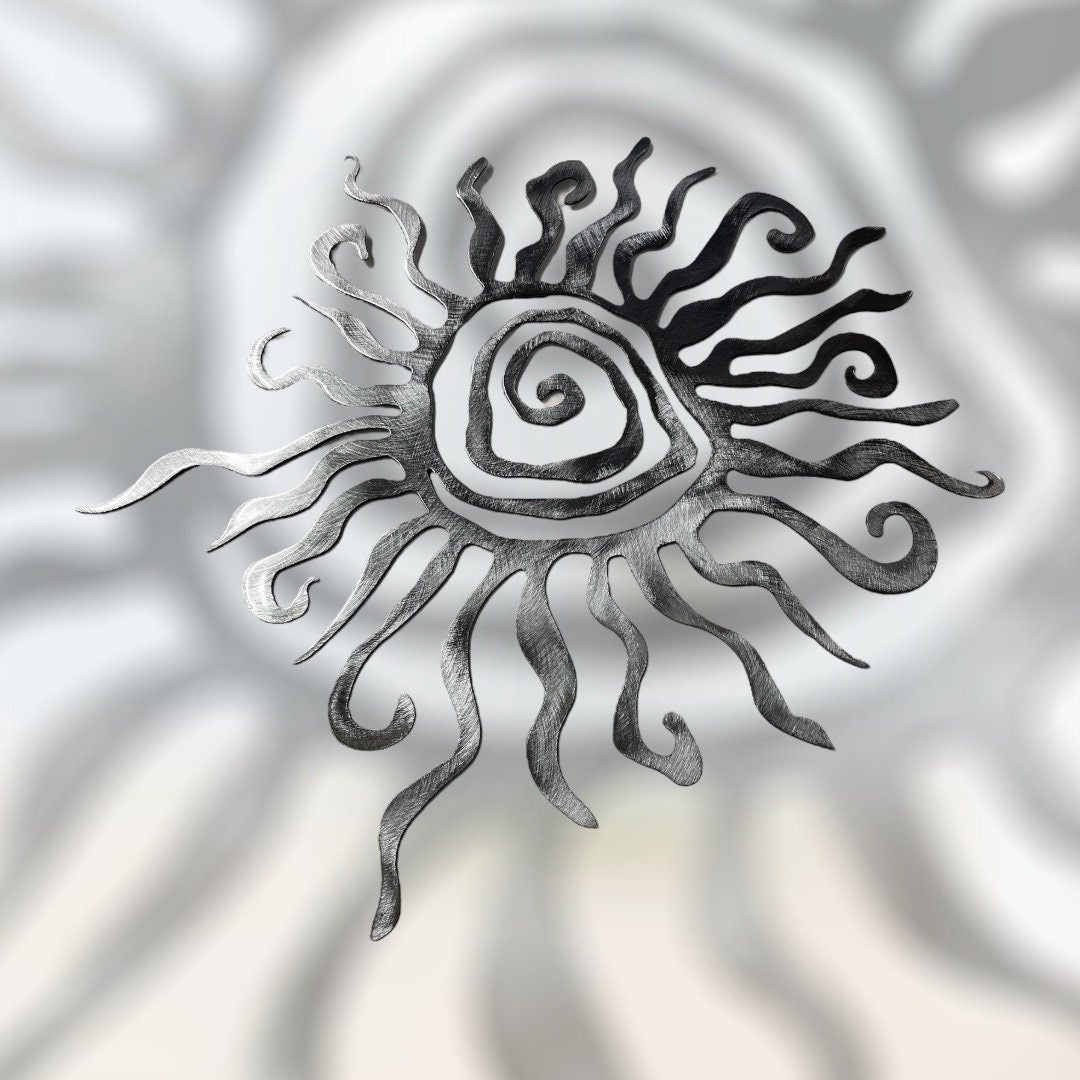 Southwestern Spiral Sun Metal Wall Art Polished steel Finished