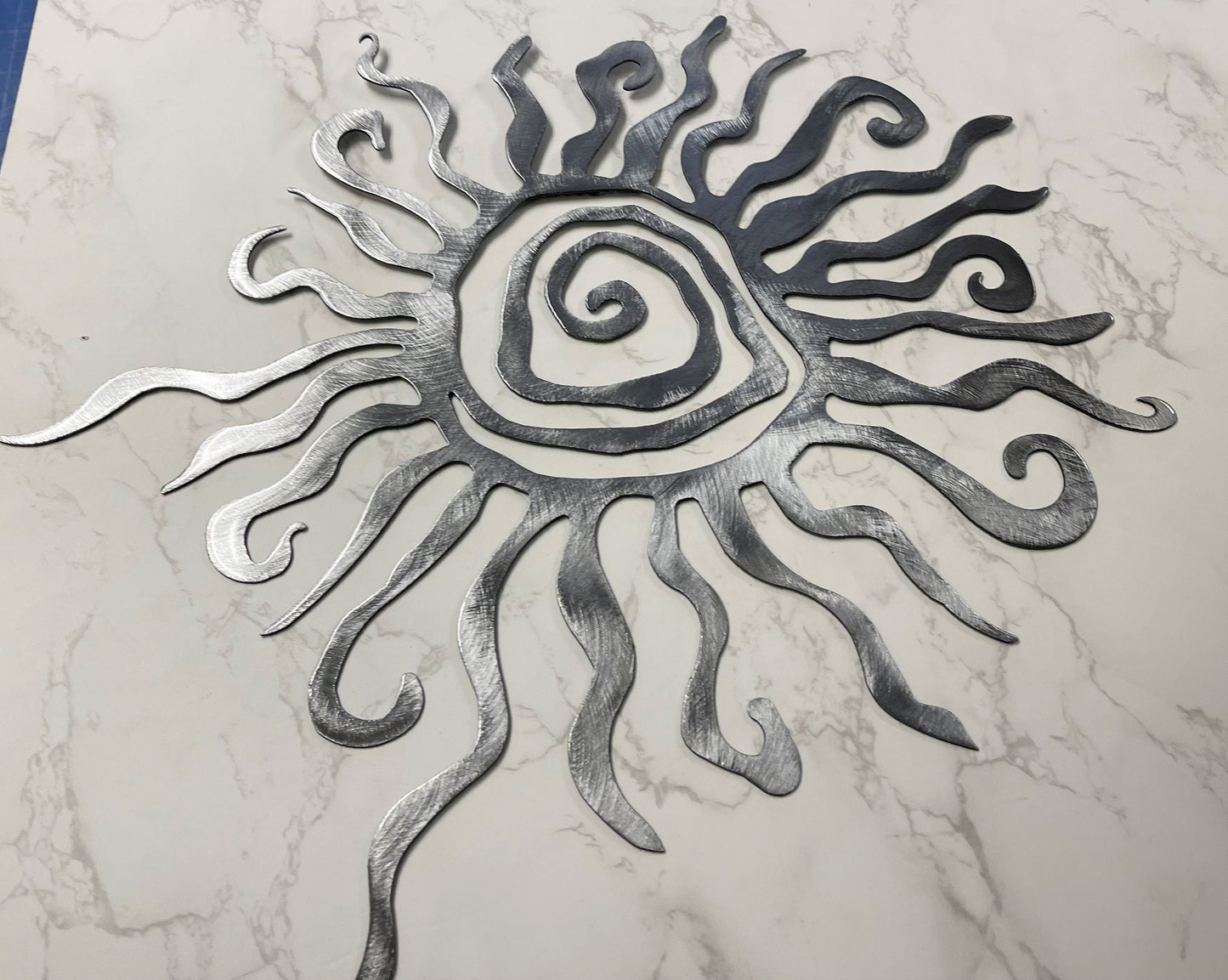 Southwestern Spiral Sun Metal Wall Art Polished steel Finished