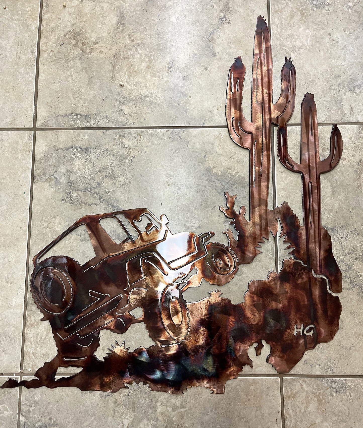 Four Wheeling Arizona Wall Metal Art - Copper - 31" x 26"