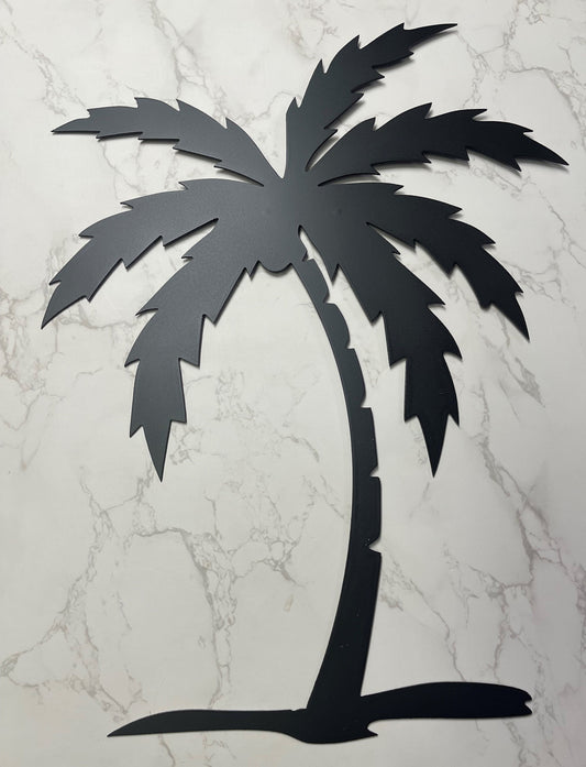 Palm Tree Metal Wall Art 12" to 36" tall, Satin Black