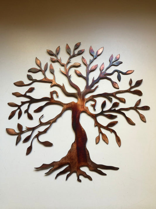 Handcrafted Copper/Bronze Plated Olive Tree/Tree of Life Sculpture Matte Finished