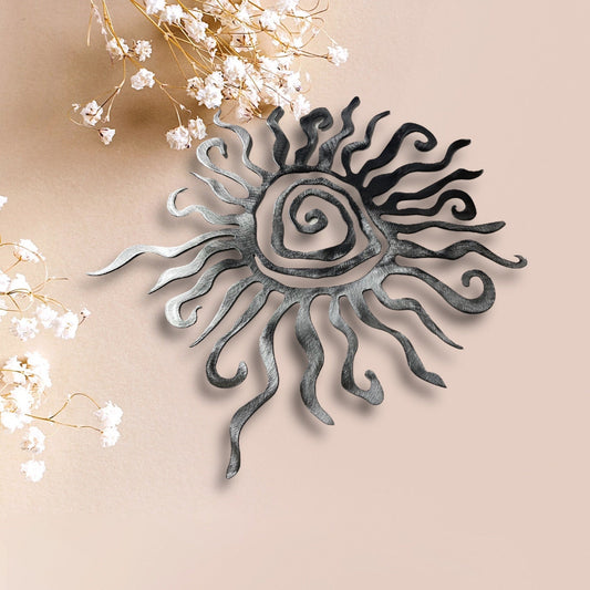 Southwestern Spiral Sun Metal Wall Art Polished steel Finished