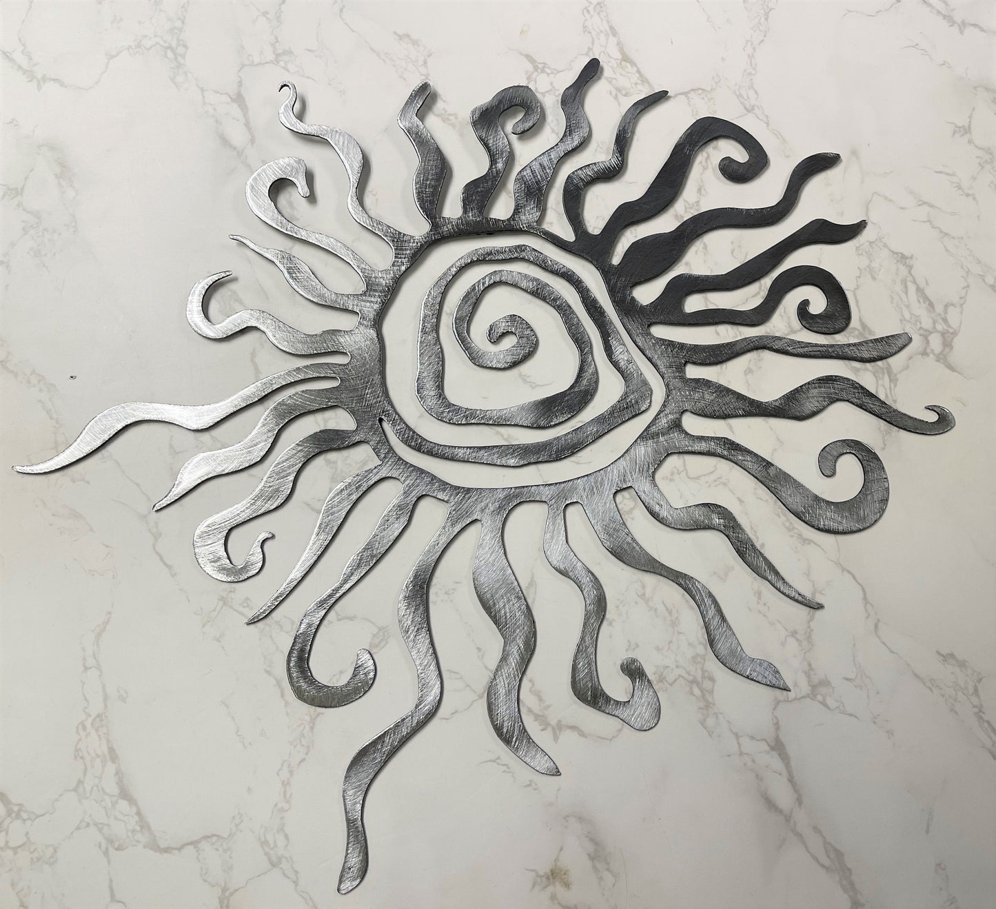 Southwestern Spiral Sun Metal Wall Art Polished steel Finished