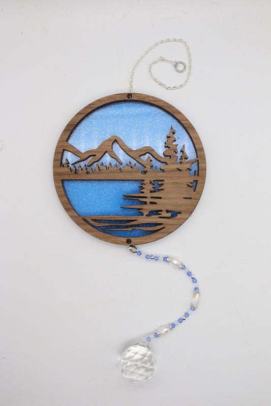 Mountain Lake Suncatcher Decor