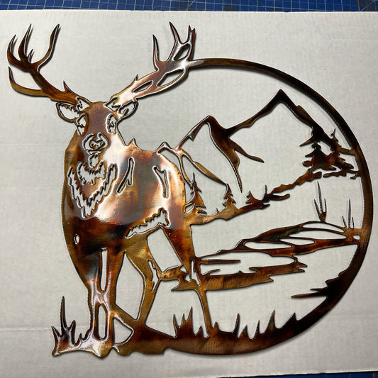 Deer Wildlife Metal Wall Art Accent - 18" x 17 1/2"