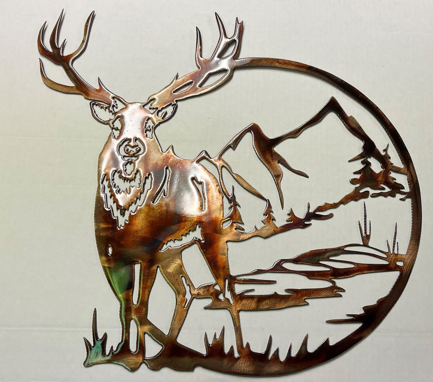 Deer Wildlife Metal Wall Art Accent - 18" x 17 1/2"