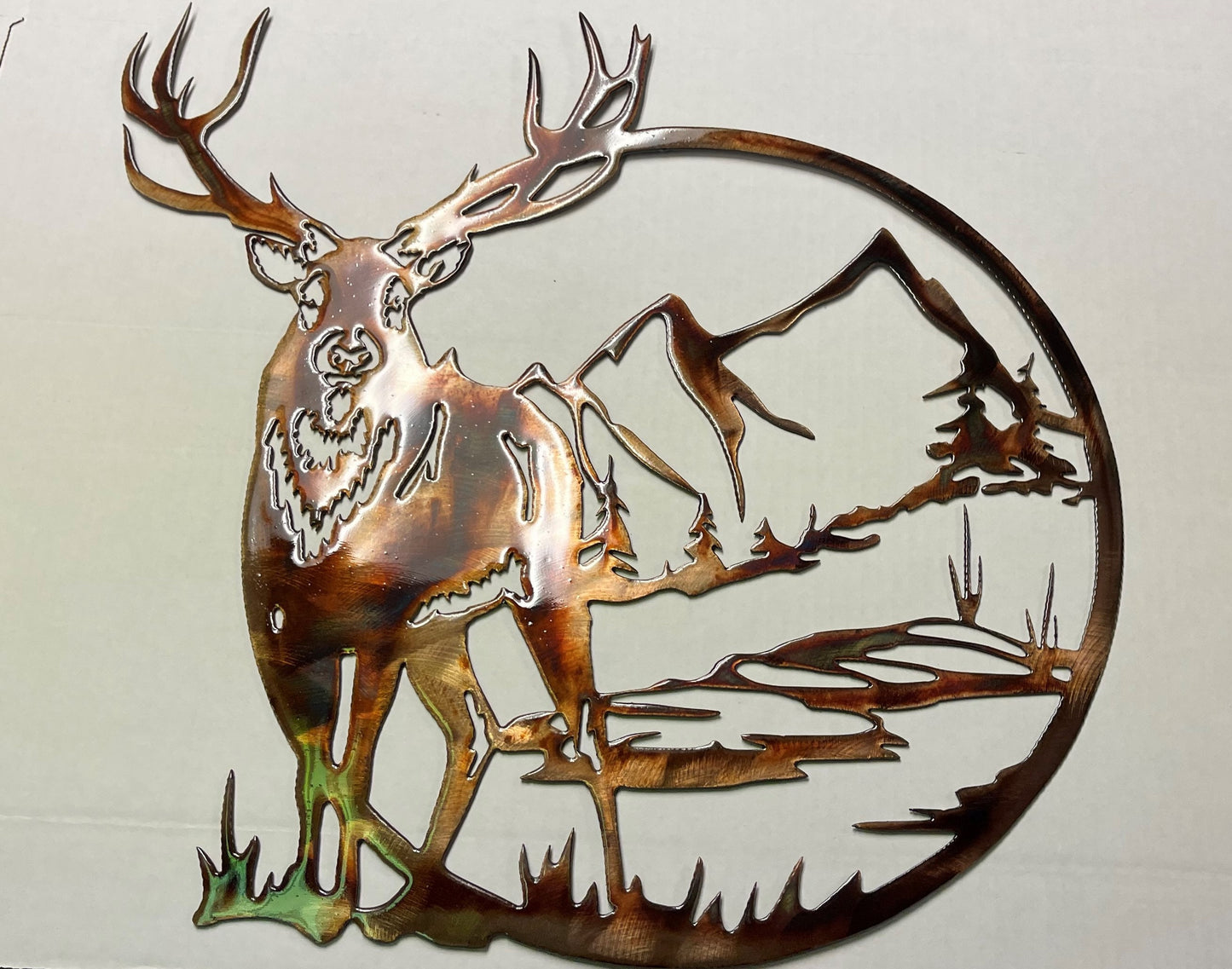 Deer Wildlife Metal Wall Art Accent - 18" x 17 1/2"