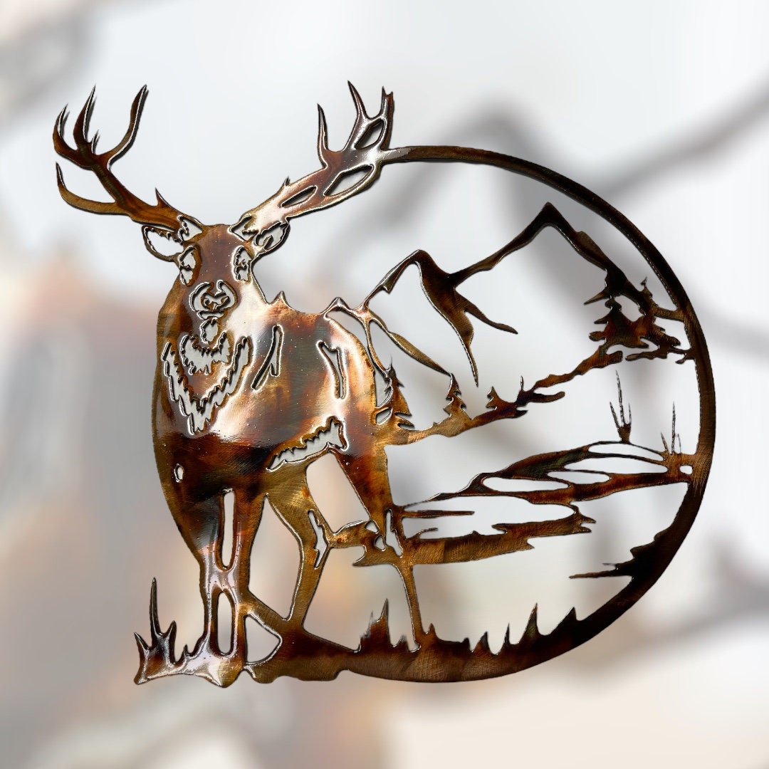 Deer Wildlife Metal Wall Art Accent - 18" x 17 1/2"