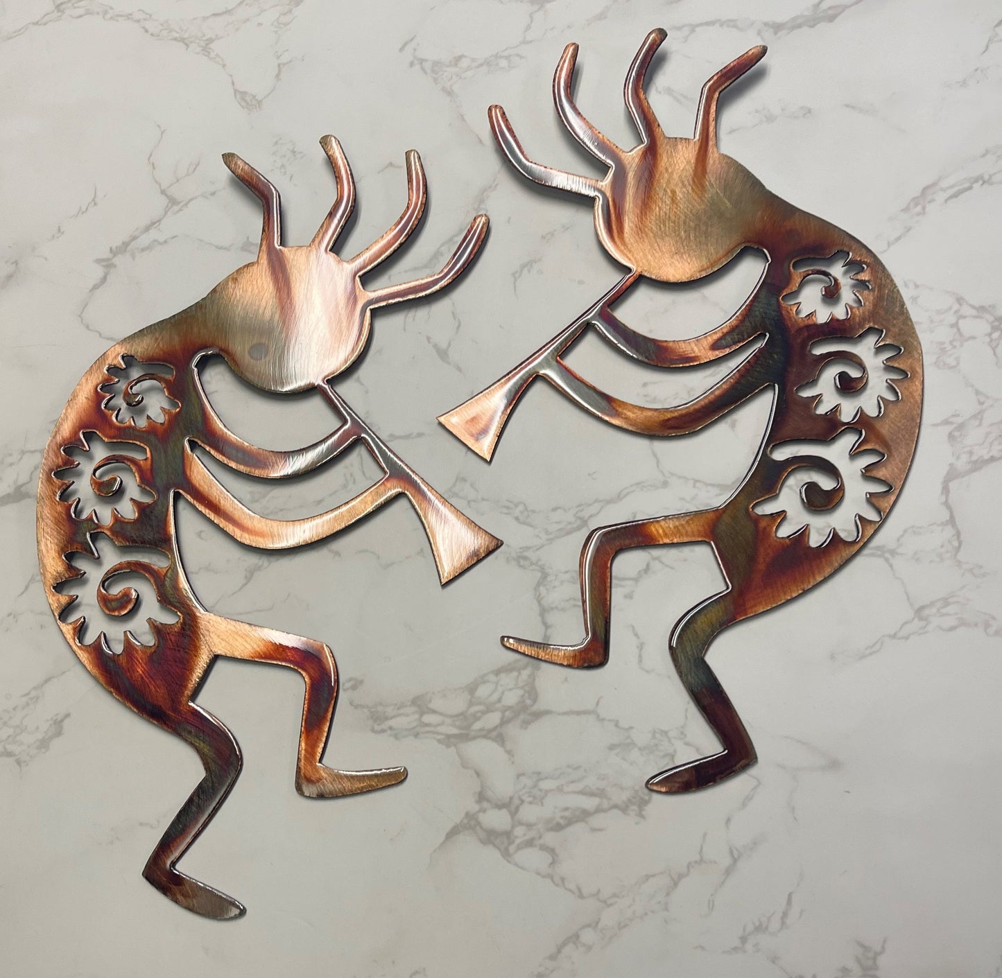 Set of 2 Copper/Bronze Plated Arizona Kokopelli Wall Art - Handcrafted in the USA