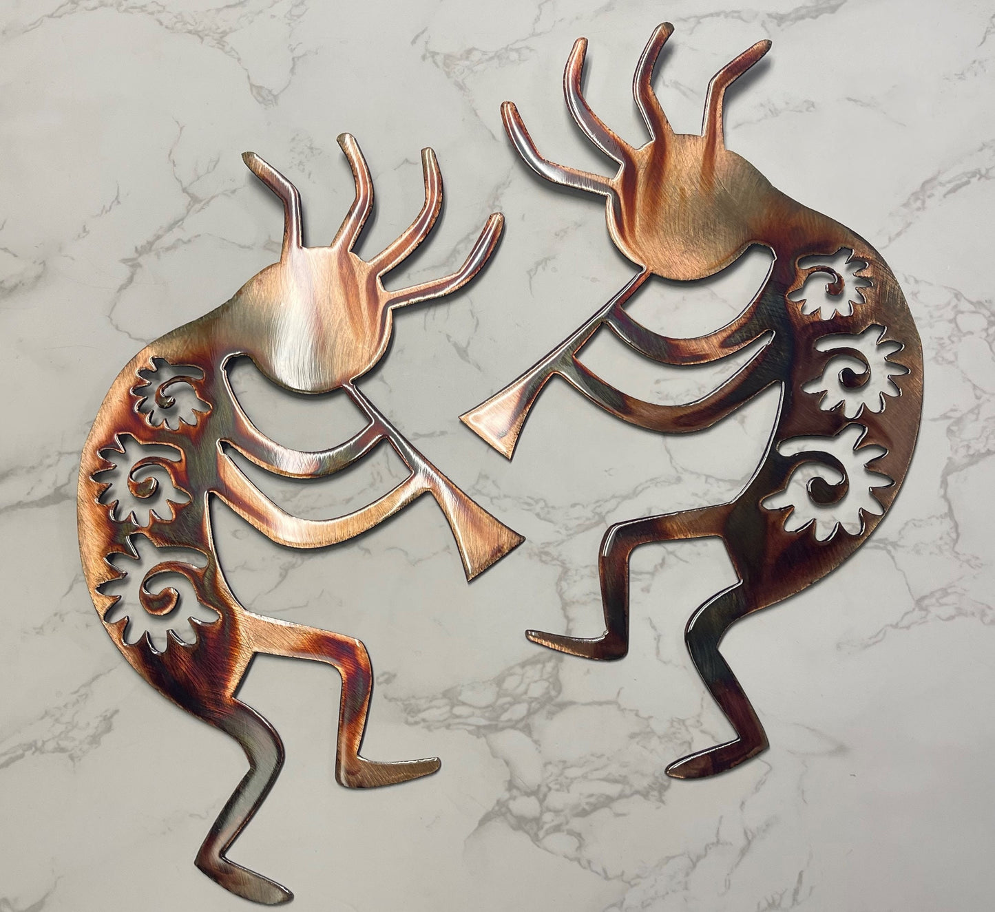 Set of 2 Copper/Bronze Plated Arizona Kokopelli Wall Art - Handcrafted in the USA